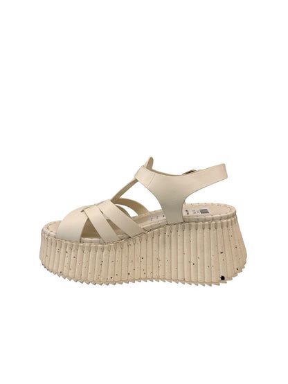 Chloe White Nama 80 Leather Platform Sandals. Size: 40