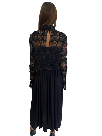 Scanlan Theodore Black Lace Tassel Top/Dress Set. Size: 10