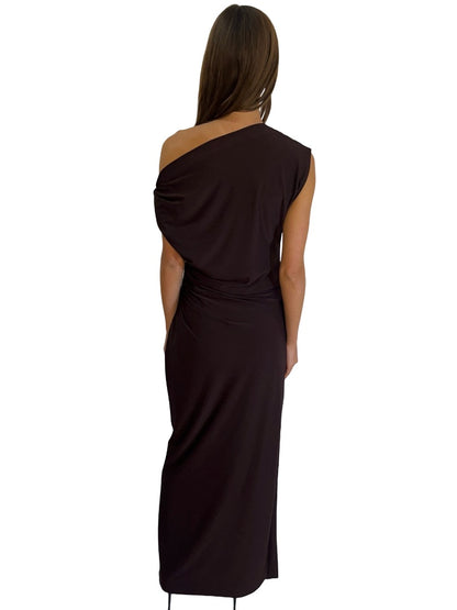Camilla & Marc Chocolate 'Annalise' Draped Maxi Dress. Size: 8
