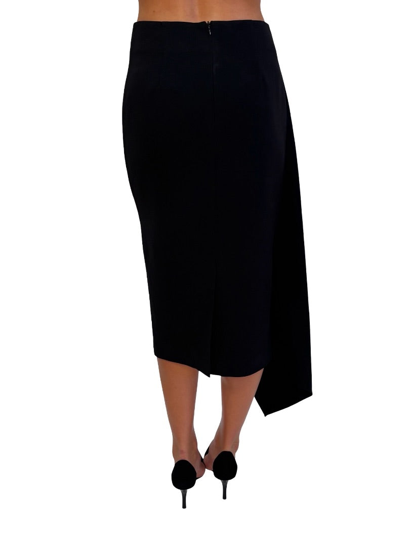 Carla Zampatti Black Asymmetric Hem Skirt. Size: 6