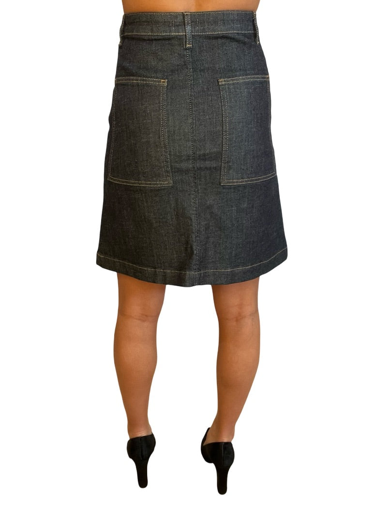 Scanlan Theodore Dark Denim Short Denim Pocket Skirt. Size: 28