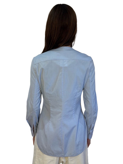 Balenciaga Light Blue Scoop Neck Shirt w/ Panel. Size: 40