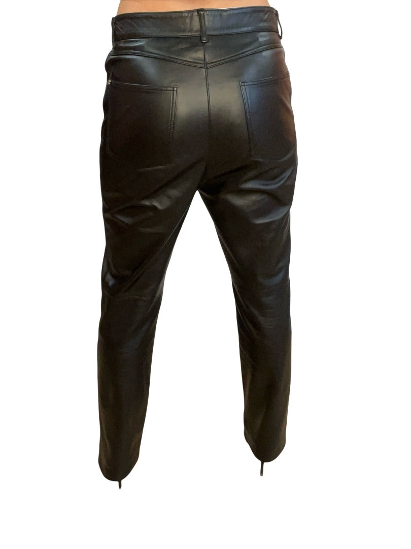 SportMax Black Leather Pants. Size: M-L