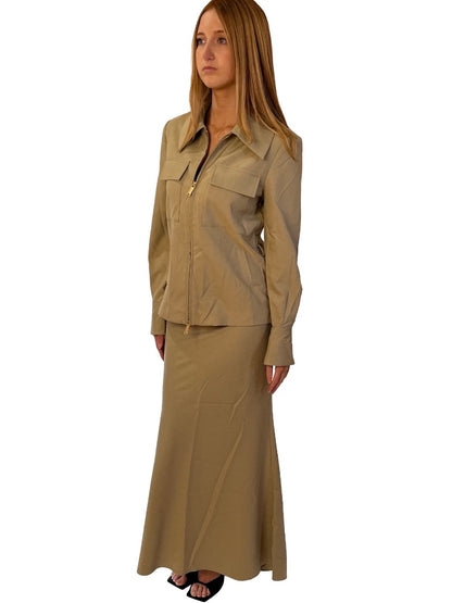 Self Portrait Golden beige Shirt Jacket & Skirt/Dress Set. Size: 6