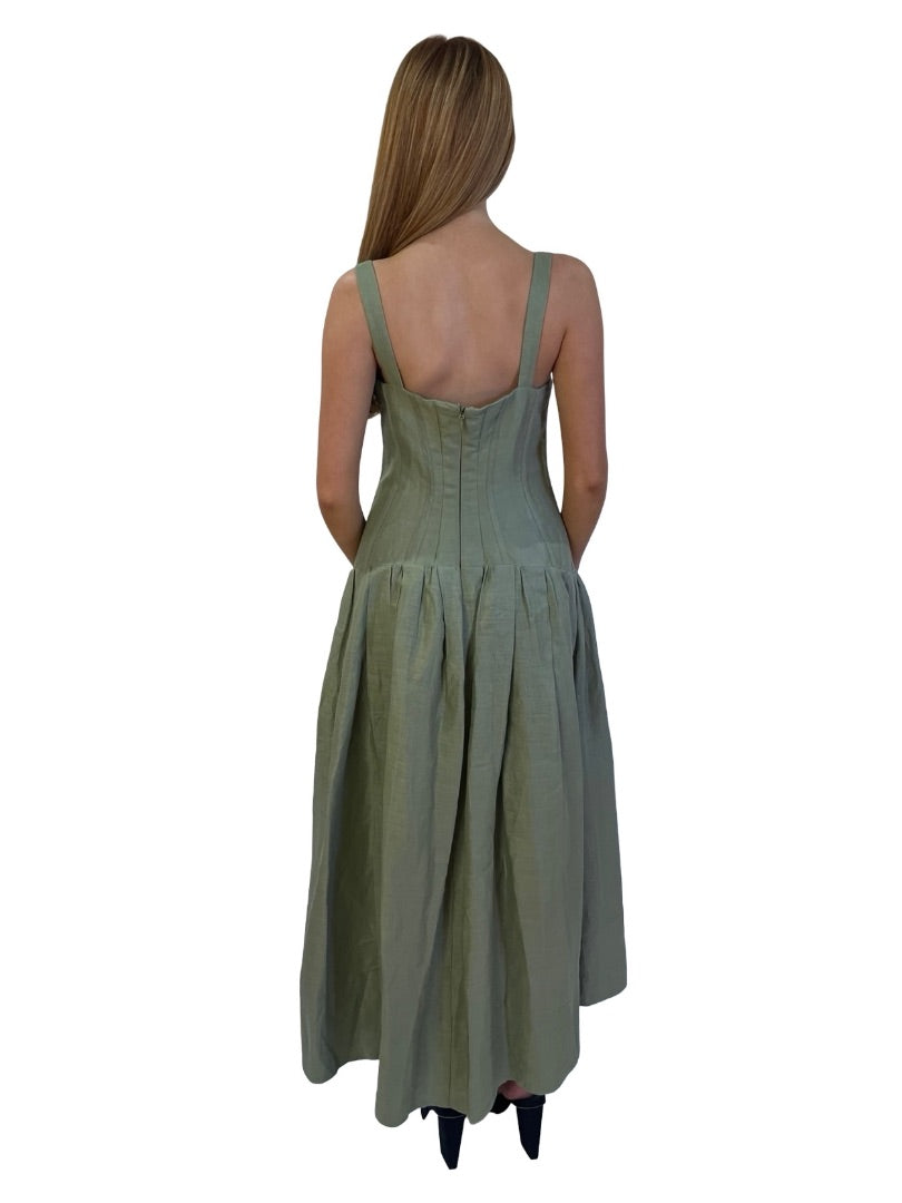 Nicholas Green Bodice Pleated Linen Dress. Size: 10