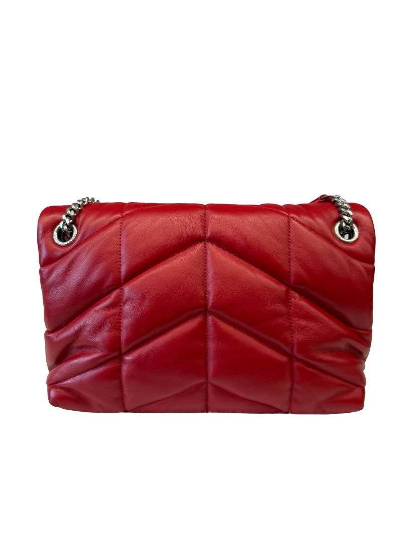 Yves Saint Laurent Red Quilted Loulou Lambskin Bag
