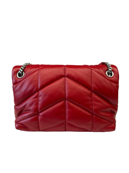 Yves Saint Laurent Red Quilted Loulou Lambskin Bag