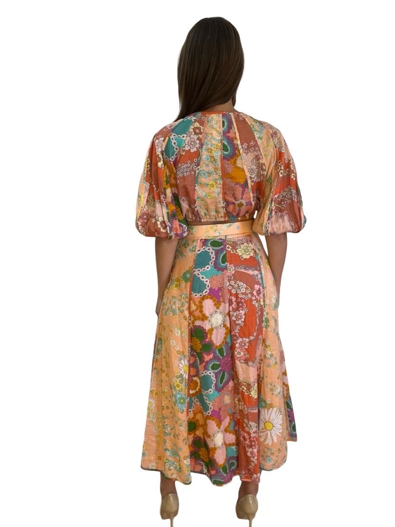 Zimmermann Orange Floral 'Lola' Top/Skirt Set W Belt. Size: 0-1