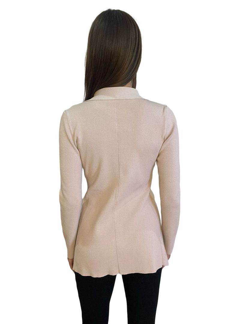Scanlan Theodore Pink Crepe Knit Wrap Cardigan. Size: L