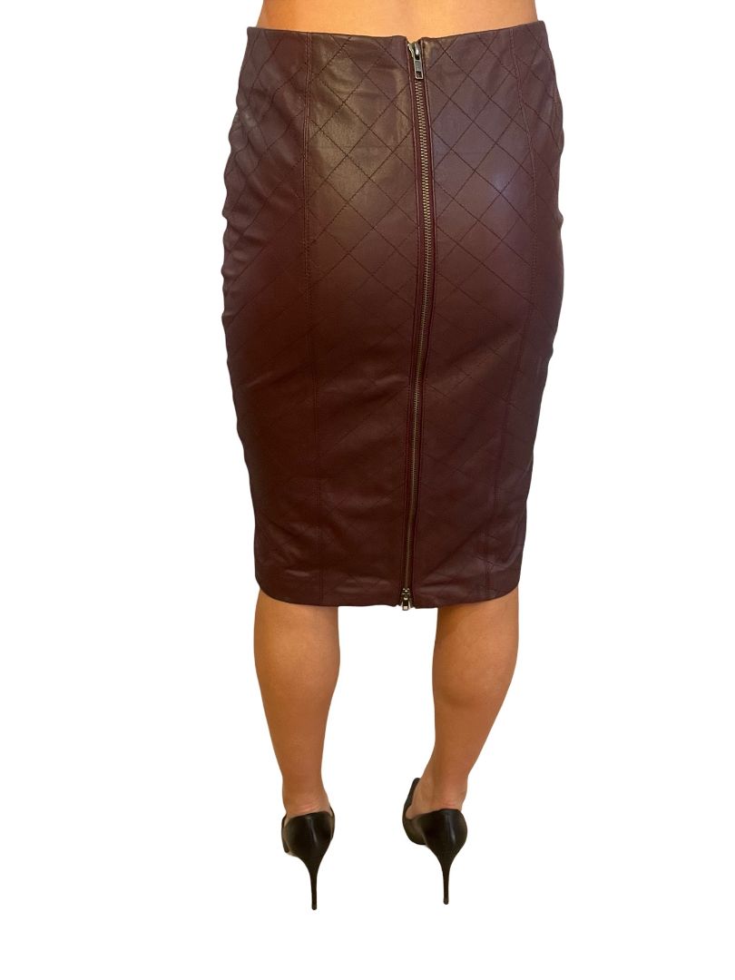 West 14th Burgundy Leather Skirt. Size: M