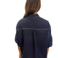 Gianna Molinaro Navy Short Sleeved Cotton Blouse. Size: 6