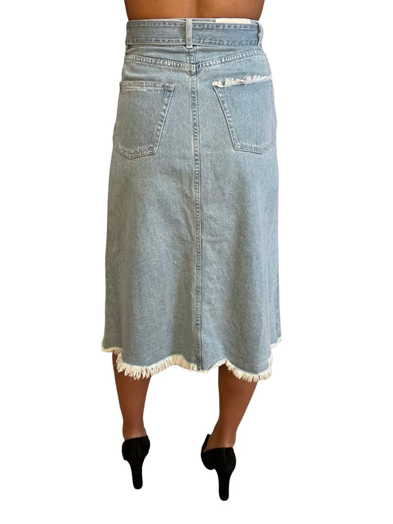 Zimmermann Blue Denim MidiSkirt. Size: 0