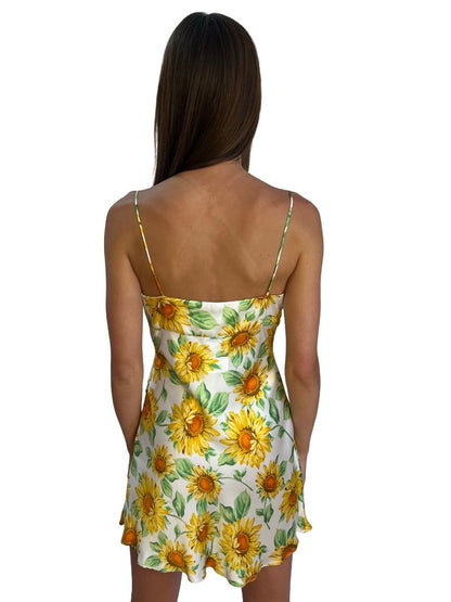 Bec & Bridge Yellow Sunflower 'Francine' Silk Mini Dress. Size: 8