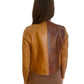 Golden Goose Tan Contrast Cropped Leather Jacket. Size: S