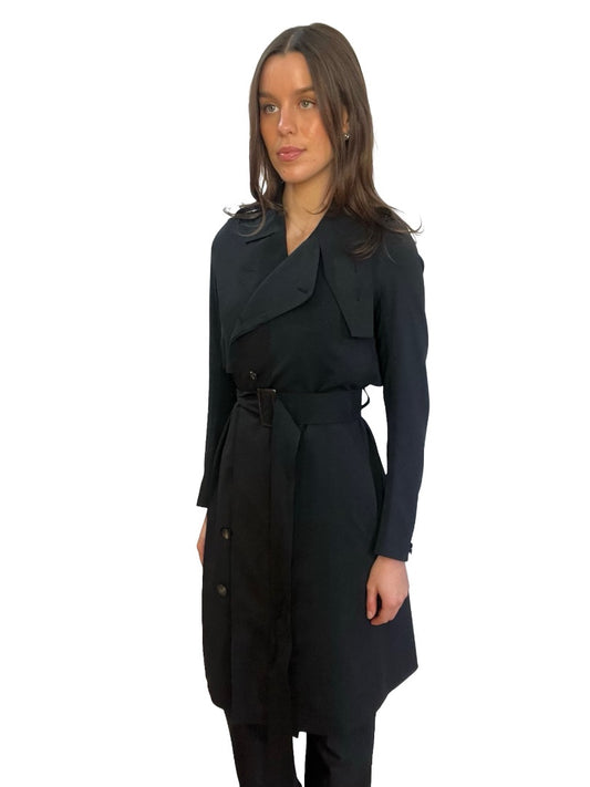 Rick Owens Black Big Pocket Trench Coat. Size: 8
