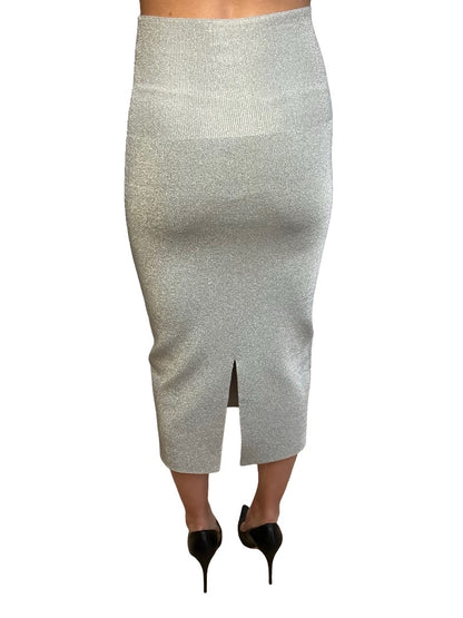 Victoria Beckham Body Silver Metallic Fitted Skirt. Size: 6