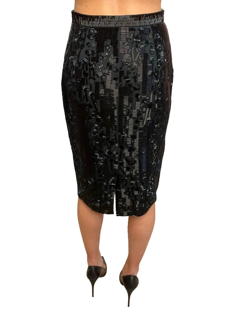 Prada Black Vintage Heavy Sequin Skirt. Size: 8