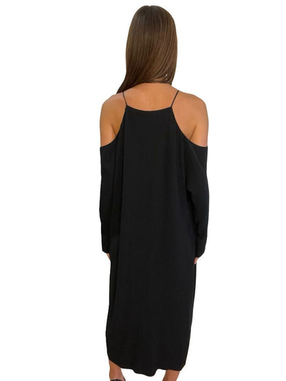 The Row Black Shoulder Cut-Out Maxi Dress. Size: L