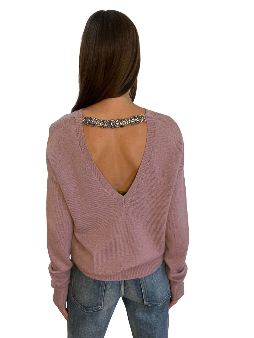 Essentiel Antwerp Mauve Wool Sweater w/ Embellishments. Size: M