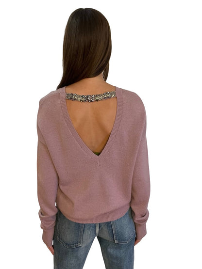Essentiel Antwerp Mauve Wool Sweater w/ Embellishments. Size: M