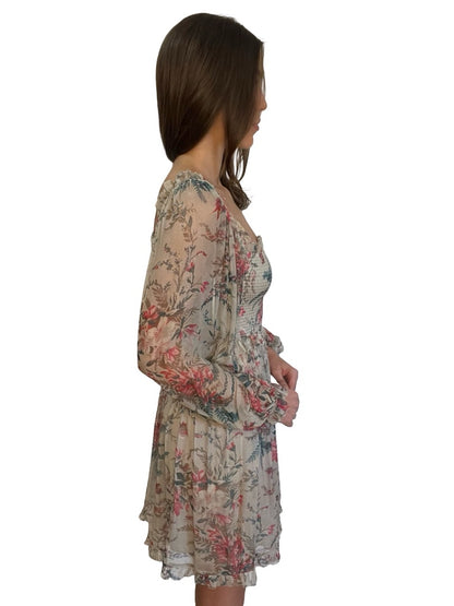Zimmermann Neutral / Multi-Colour Bayou Flare Silk Mini Dress. Size: 0/1