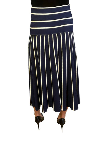Zimmermann Navy Striped Midi Skirt. Size: UK 10