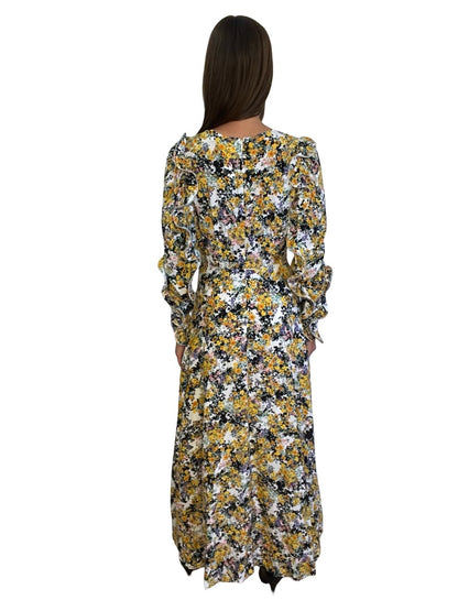 Essential Antwerp Yellow/White Floral Ruffle Dress. Size: 36