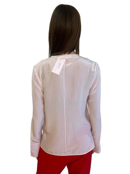 Victoria Beckham Light Pink Ruffle Collar Long Sleeve Top. Size: 10