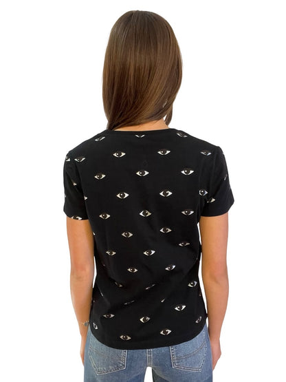 Kenzo Black Embroidered Eye Print T-Shirt. Size: S