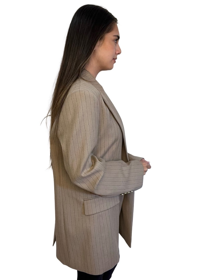Rebecca Vallance Brown Pinstripe Double Breasted Blazer. Size: 38