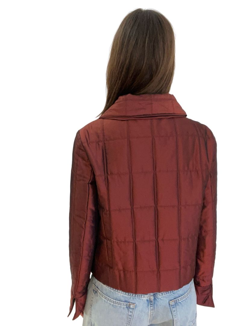 Chanel Red Iridescent Quilted Jacket. Size: 40