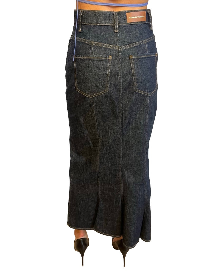 Scanlan Theodore Dark Blue Denim Maxi Skirt. Size: 6