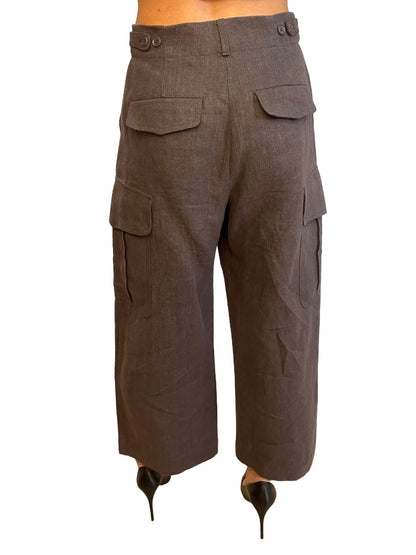 Scanlan Theodore Grey Linen Cargo Pants. Size: 8