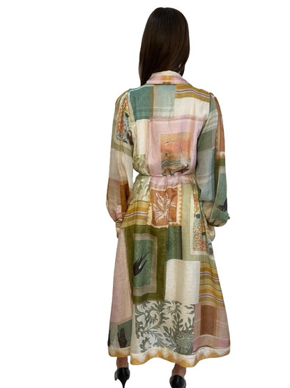 Antipodean Multi-Colour Wabi Sabi Wrap Dress. Size: 12