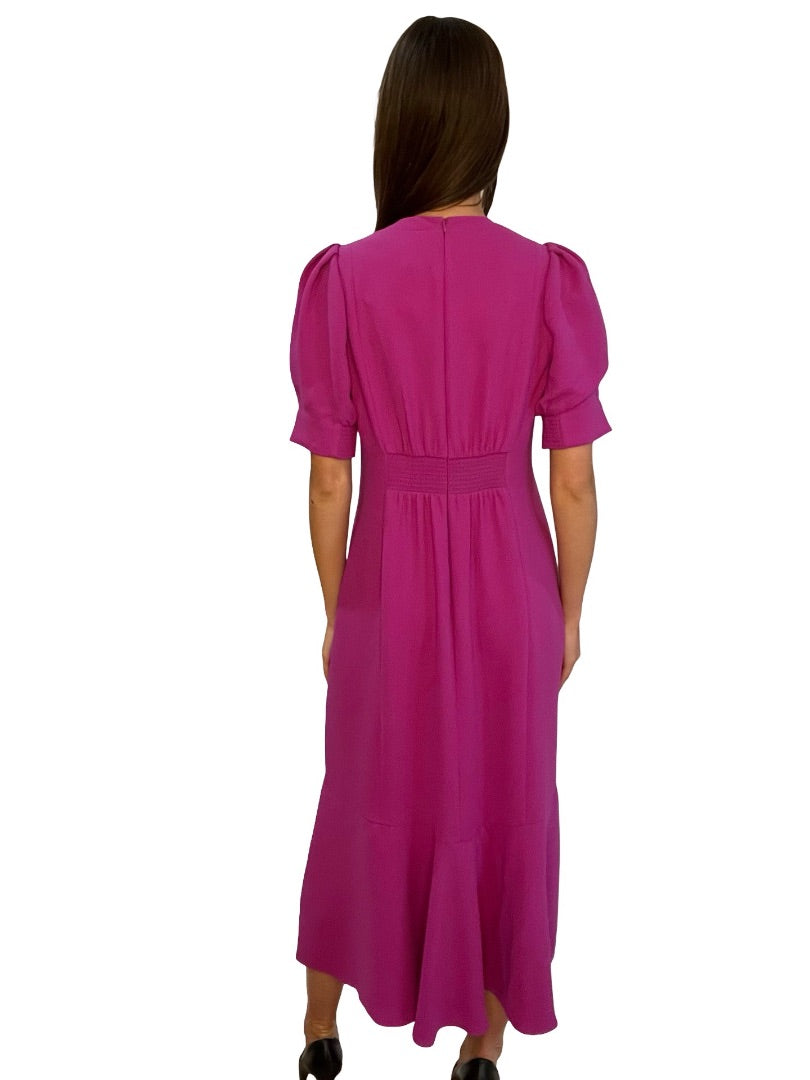 Me+Em Magenta Iris Crepe Midi Dress. Size: 12