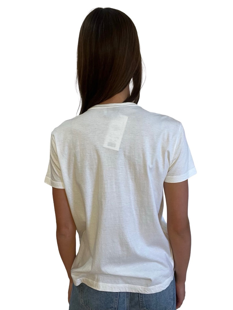 Prada White T-Shirt w/ Embellished Neck. Size: S/M