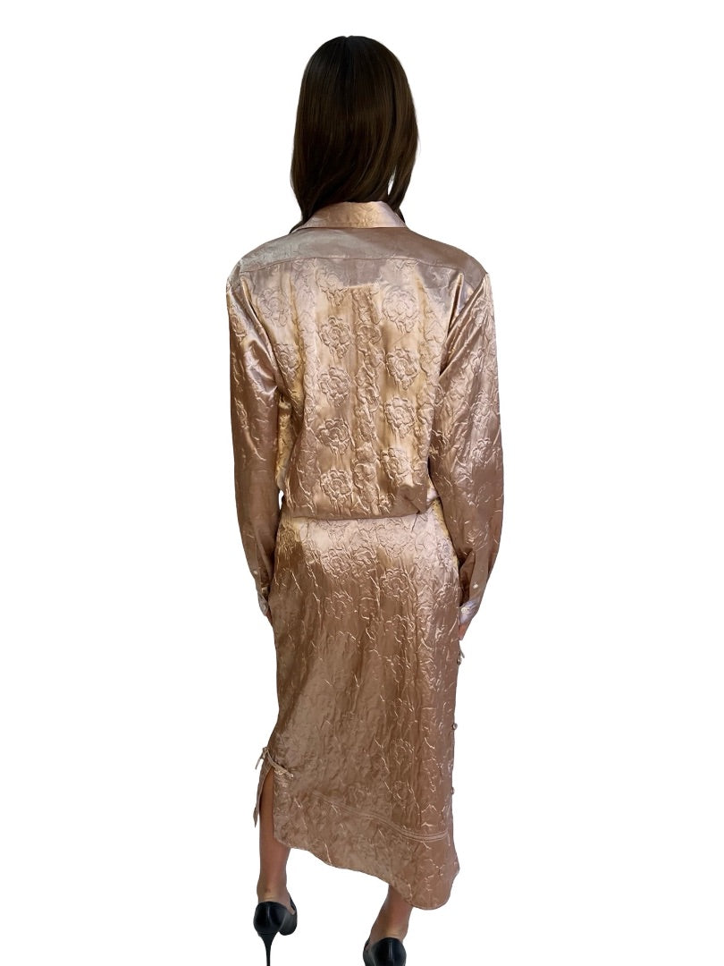 Acne Studios Pink Embossed Rose Oversized Blouse & Skirt Set. Size: 36 & 38
