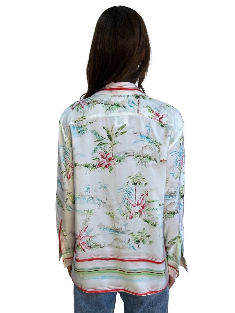 True Royal Multi-Colour Silk Print Shirt. Size: 42