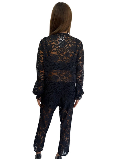 Scanlan Theodore Black Lace Top/Pant Set. Size: 10