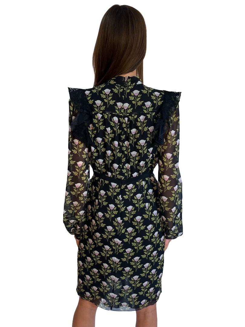 Giambattista Valli Black/Green Lace Floral Dress. Size: 44
