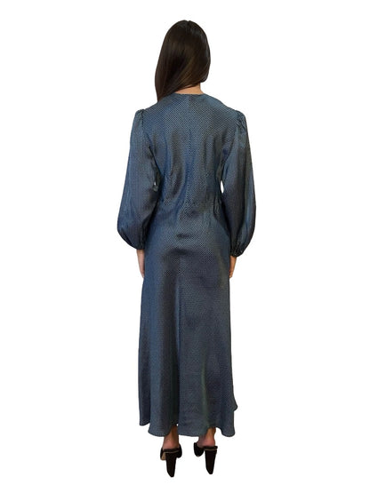 Scanlan Theodore Blue / Grey Printed Twill Dress. Size: 8
