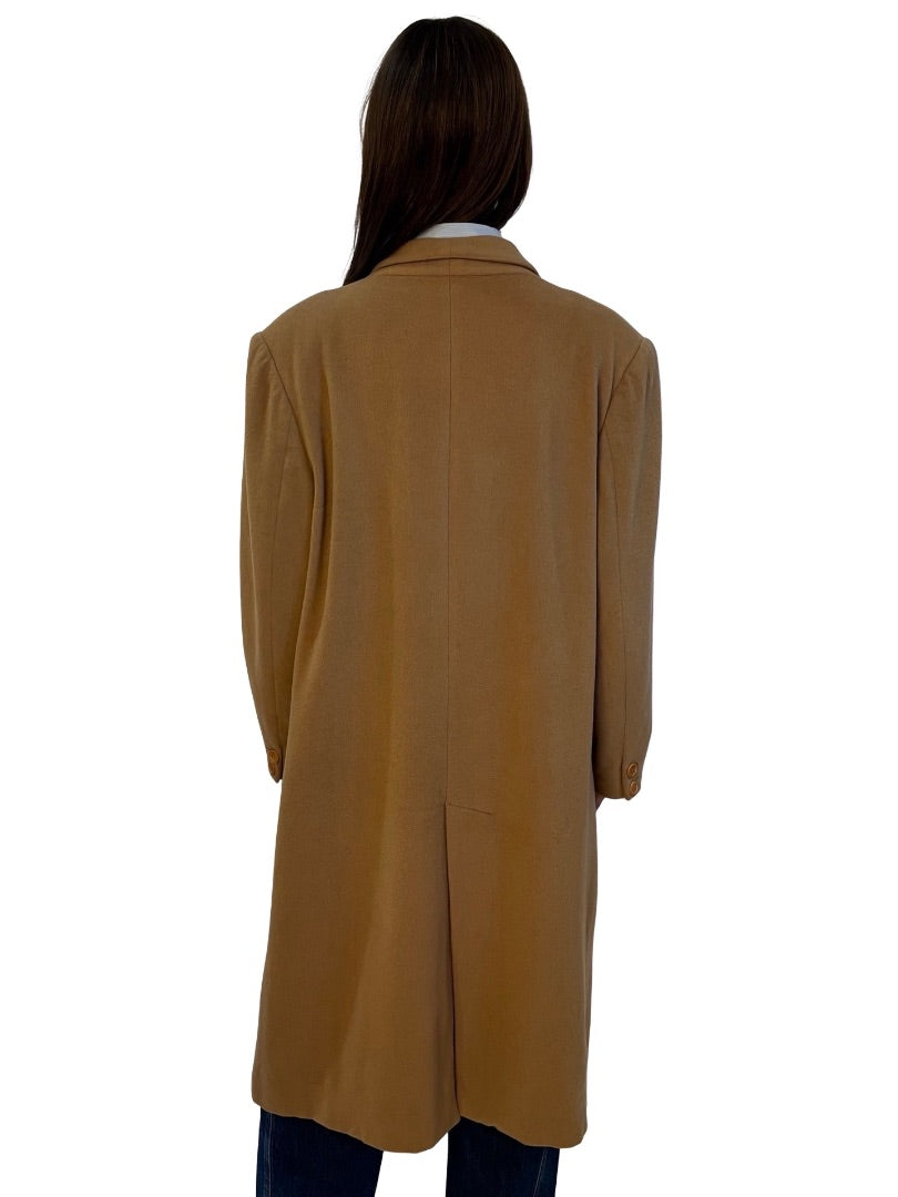 Burberry Tan Vintage Low Cut Double Breasted Coat. Size: 48