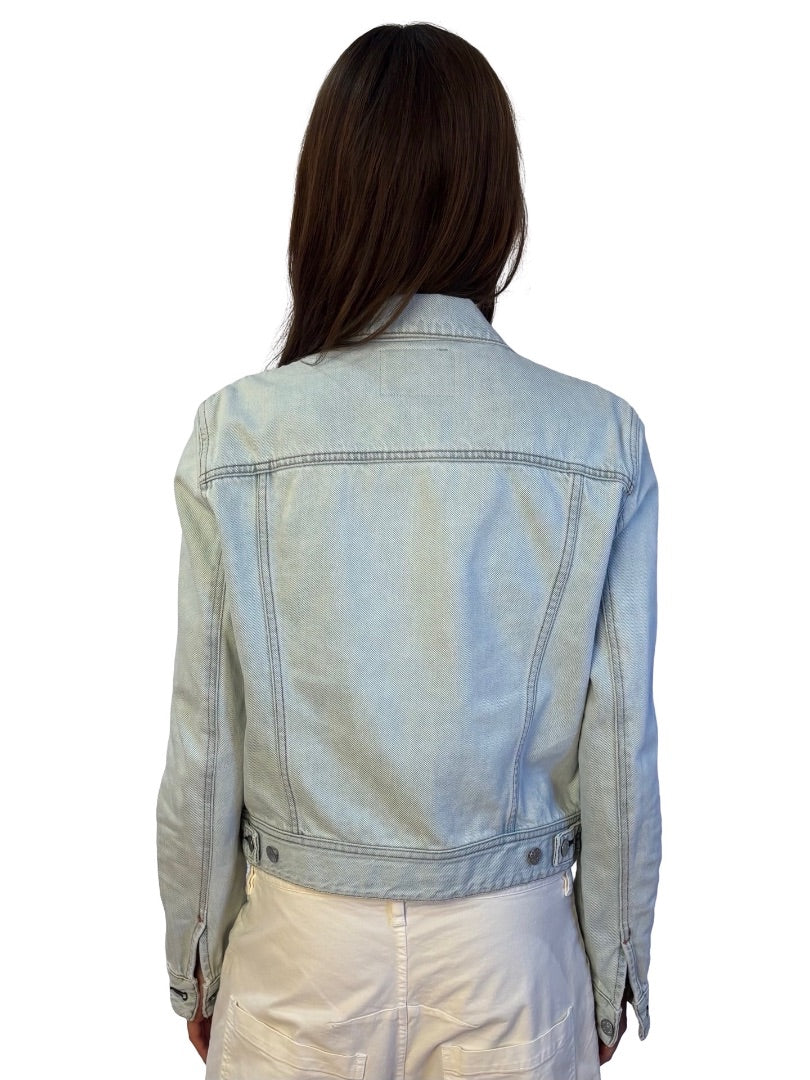 Acne Studios Blå Konst Blue Cropped Cotton Denim Jacket. Size: 40