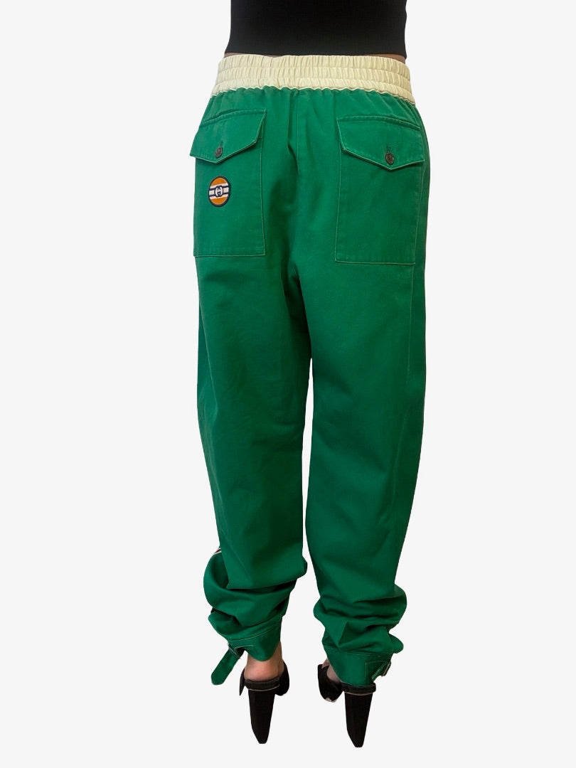 Gucci Green Tapered Striped Cotton Pants. Size: 42