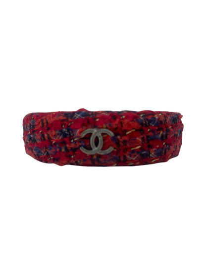 Chanel Red & Blue CC Tweed Bangle. Size: