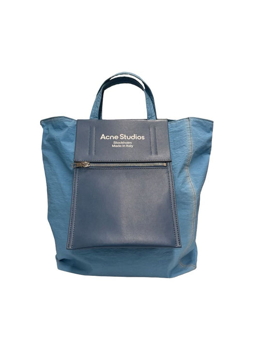 Acne Studios Powder Blue Baker Out Canvas & Leather Tote Bag.