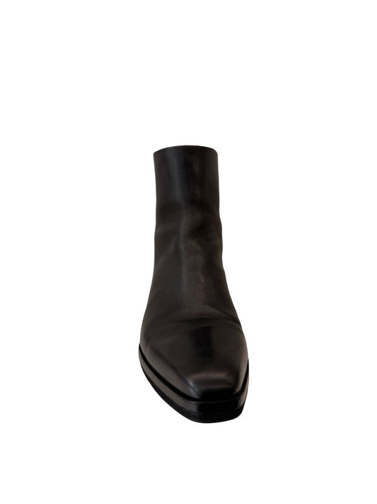 Philip Lim Black Leather Kitten Heel Ankle Boots. Size: 39