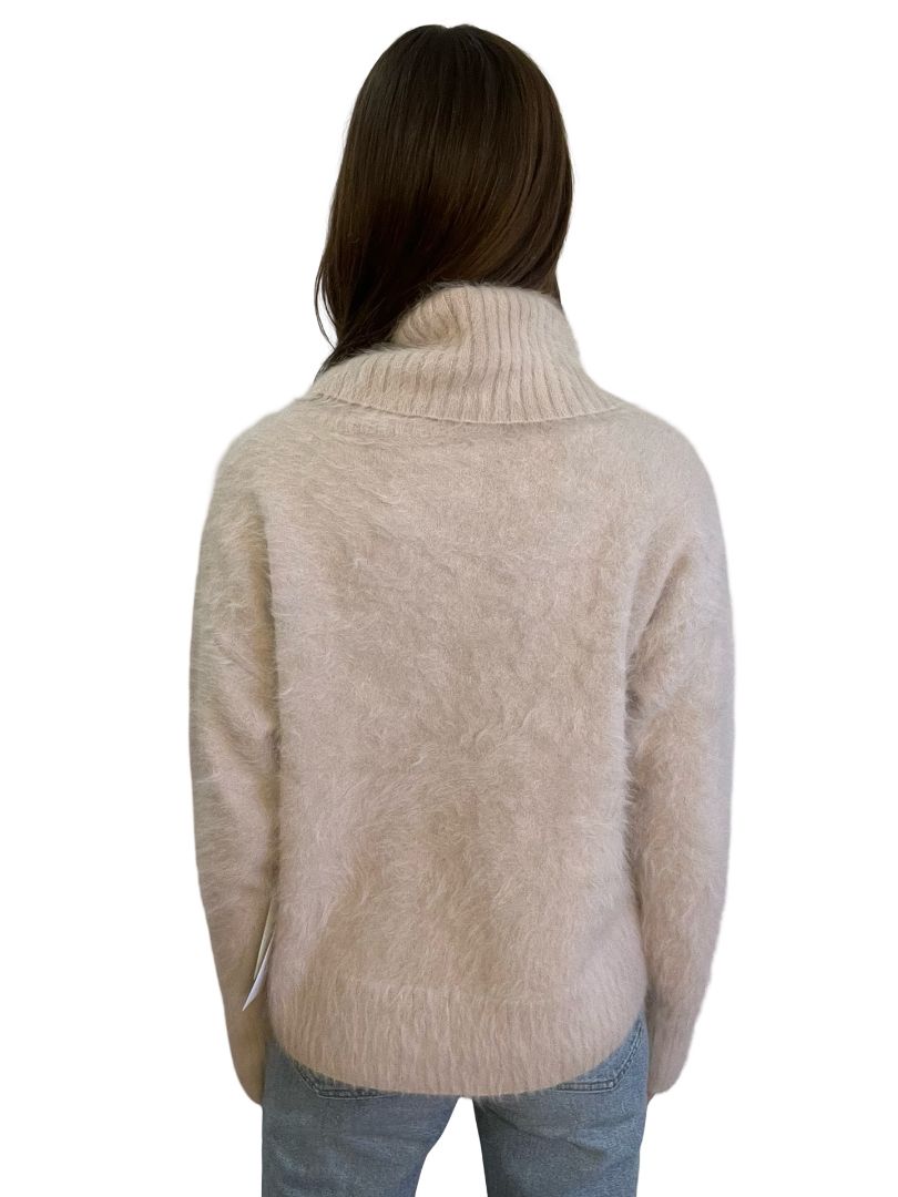 Antalya Sand Roll Neck Angora Sweater. Size: L