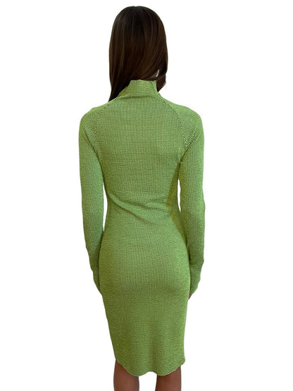 Camilla & Marc Green Textured Reed Long Sleeve Dress. Size: 8