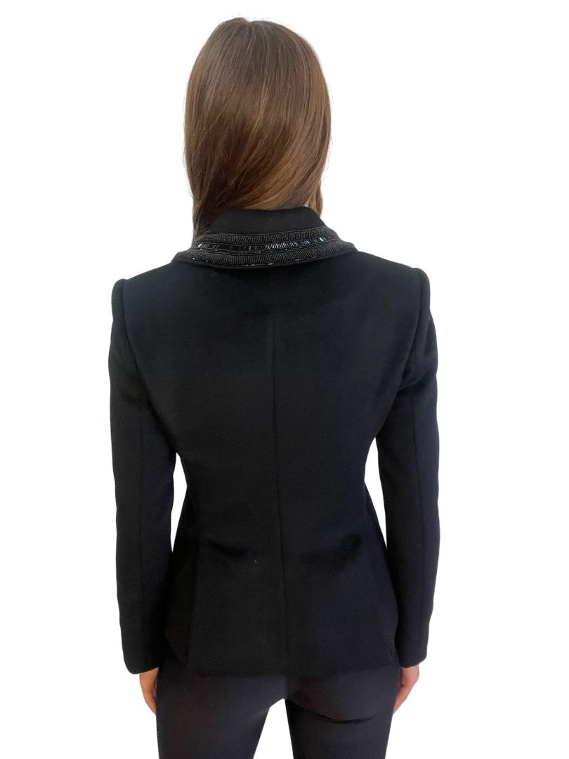 Sass & Bide Black Double Breasted Wool Jacket W Collar Embellishment. Size: 8